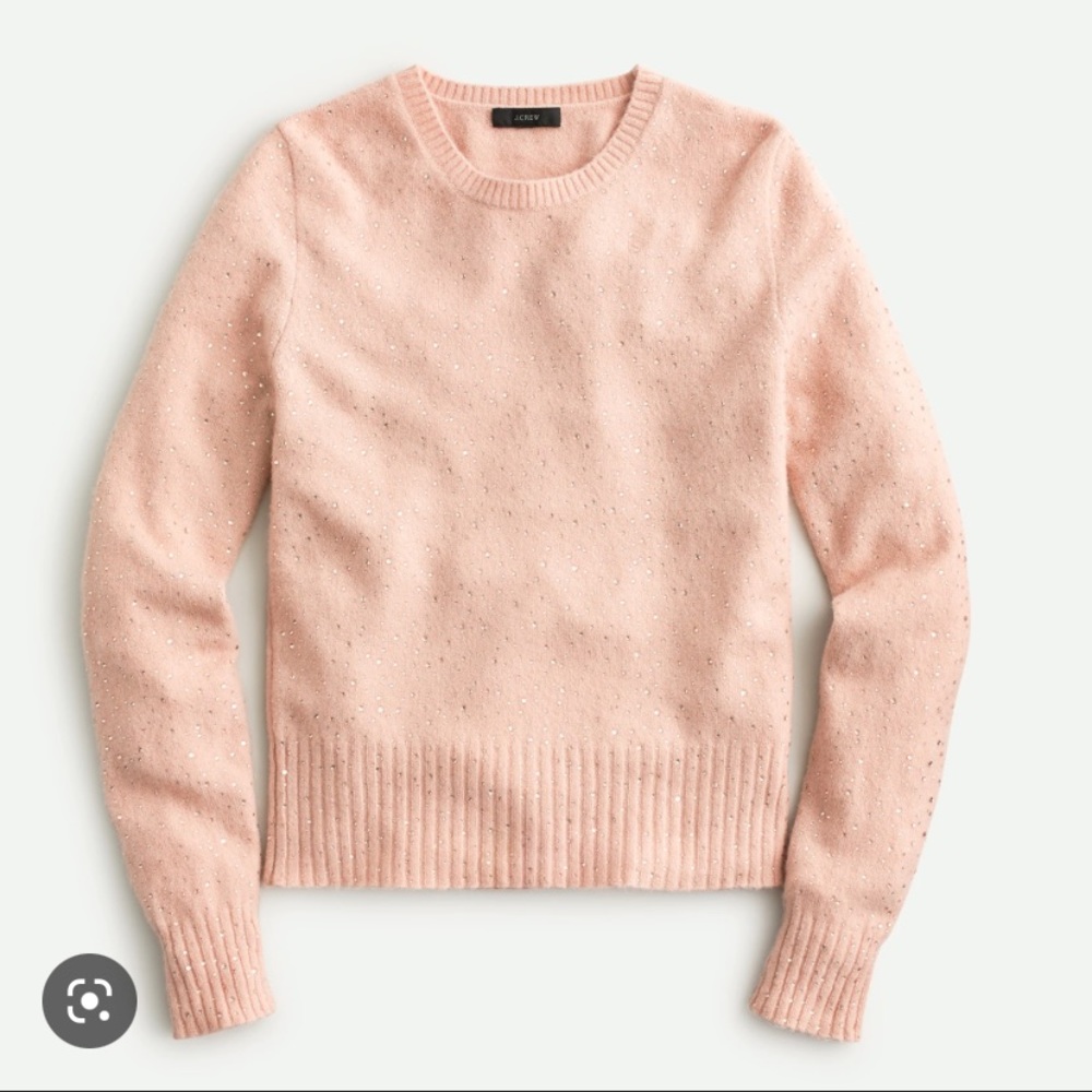 J. Crew Gemstone Sweater In Super Soft Yarn AF013 Deep Blush Pink Rhinestone - M